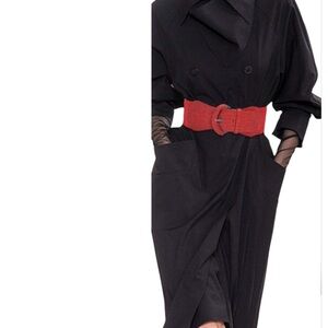 Vintage Vibe Wide Stretchy Snakeprint Red Belt Pewter Look L